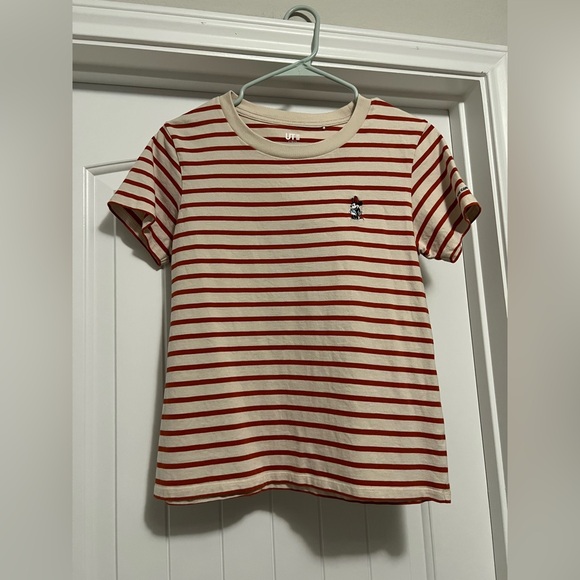 Uniqlo Cream and Red Striped Short Sleeve Tee - Picture 1 of 7